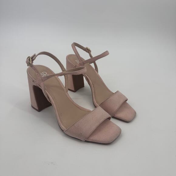 BP Larissa Womens Block Heels Faux Leather Suede Pink Ankle Strap Heel Sandals 6 - Picture 2 of 9